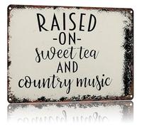 LLBOGRGGN Country Music Sweet Tea Southern Life Metal Tin Sign Vintage Wall Decor for Kitchen Porch Bar Man Cave Gift 8 X 12 in