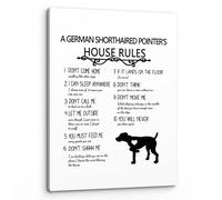 LLBOGRGGN Dog Lover's Humor Wall Art - Pointer Breed Inspired Quote on Canvas, Framed Our House Rules Style Print for Bedroom, Office or Entryway(Framed,08x12inch(20x30cm))