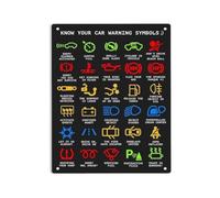 LLBOGRGGN Driver Warning Metal Sign Car Indicator Light Meanings Fuel Coolant Door Ajar Humor Poster for Truck Garage Motorcycle Shed Wall Hanging 8 X 12 inch