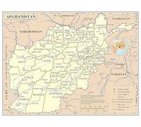 LLBOGRGGN Educational Poster Afghanistan Political Administrative Map Detailed Road City Airport Chart for Classroom Home Schooling Geography Decor(Framed,16x24inch(40x60cm))