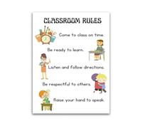 LLBOGRGGN Elementary School Classroom Rules Poster Middle School Educational Chart for Teacher Resources and Classroom Wall-Art(Unframed,08x12inch(20x30cm))