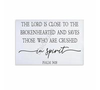 LLBOGRGGN Encouraging Bible Verse Art Print Christian Religious Wall Decor God is Close to the Brokenhearted for Home Faith Room Decor(Framed,08x12inch(20x30cm))