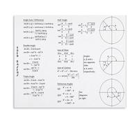 LLBOGRGGN Engineering and Math Student Poster Trigonometry Formulas Guide Angle Sum Double Angle Law of Sines Canvas Wall-Art for Home Office Decor(Unframed,16x24inch(40x60cm))