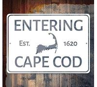 LLBOGRGGN Entering Cape Cod MA Retro Metal Sign Vintage Tin Wall-Art For Beach House Lake Cabin Coastal Theme Decor 8 X 12 inch