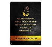 LLBOGRGGN Farmhouse Metal Tin Sign Rejoice Always Inspiration Wall Plaque For Porch Hallway Den Study Library 8 X 12 inch
