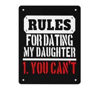 LLBOGRGGN Father Daughter Gift Metal Tin Sign Rules For Dating My Vintage Quote For Garage Game Room 8 X 12 inch