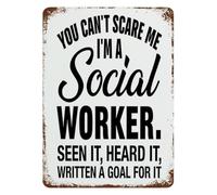 LLBOGRGGN Frontline Worker Humor Metal Tin Sign You Cant Scare Me Social Quote Rustic Wall-Art for Office Gift 8 X 12 inch