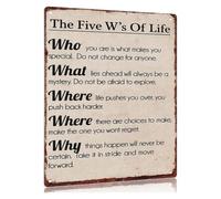 LLBOGRGGN Funny Life Ws Metal Sign Who What Where Why How Motivational Plaque For Office Desk Bookshelf 8 X 12 inch