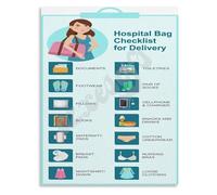 LLBOGRGGN Hospital Bag Essentials Checklist Poster Labor Delivery Preparation for Moms Shower Gift Idea Wall-Art(Framed,08x12inch(20x30cm))