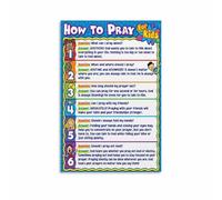 LLBOGRGGN How to Pray Poster for Educational Step by Guide Wall-Art Print Religious Decor for Room Bedroom Living(Framed,12x18inch(30x45cm))