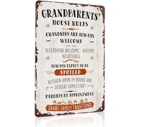 LLBOGRGGN Humorous Grandparents Themed Sign Aluminum Metal House Rules for Wall-Art 8 X 12 in