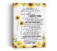 LLBOGRGGN I Love You Daughter Framed Canvas Print Sunflower Wall-Art Gift from Mom and Dad for Birthday Christmas Valentines Home Bedroom Decor(Framed,12x18inch(30x45cm))