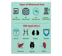 LLBOGRGGN Imaging Ultrasound Scan Techniques Educational Infographic Canvas Poster Print(Unframed,16x24inch(40x60cm))
