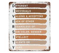 LLBOGRGGN Inclusion Diversity Equality Vintage Tin Metal Sign Unity Retro Wall-Art for Office Lounge Study Decor 8 X 12 Inch