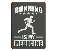 LLBOGRGGN Inspirational Metal Tin Sign Running Is My Medicine Cardio Fitness Wall Decor Retro Runner Plaque for Gym Garage Man Cave Bar 8 X 12 inch