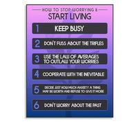 LLBOGRGGN Inspirational Wall Decor Canvas Poster Motivational Art Stop Worrying Start Living Home Decoration(Unframed,12x18inch(30x45cm))