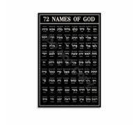 LLBOGRGGN Kabbalah Poster 72 Names of God and Angels Hebrew Divine Chart Spiritual Wall-Art Sacred Space Decor(Framed,08x12inch(20x30cm))