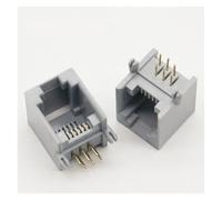 LLBOGRGGN Lote de 10 conectores RJ12 for teléfono, 90 grados, 6 pines, cristal hembra, 6p6c