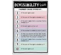 LLBOGRGGN Math Divisibility Rules Poster Educational Chart for Classroom Wall Times Tables Learning Teacher Resource Decor(Framed,16x24inch(40x60cm))