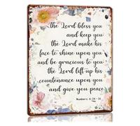 LLBOGRGGN May The Lord Bless You and Keep Numbers 6 24 26 Tin Signs Scripture Wall-Art Poster for Bedroom Modern Farmhouse Kitchen Decor Pictures for Bathrooms