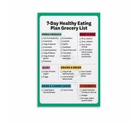 LLBOGRGGN Meal Prep Sunday Poster 7 Day Healthy Eating Grocery List Guide Nutrition Chart for Kitchen Gym Decor(Framed,12x18inch(30x45cm))