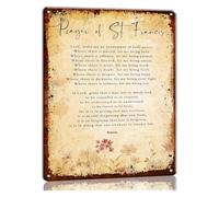 LLBOGRGGN Metal Tin Sign Saint Francis Prayer Peace Poster Catholic Wall-Art Floral Decor Religious Quote Prints