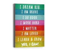 LLBOGRGGN Motivational Poster for Room - “I Dream Big” Canvas Wall-Art, Colorful Encouraging Decor for Childrens Bedroom, Nursery & School(Unframed,08x12inch(20x30cm))