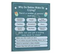 LLBOGRGGN Newborn Care Poster Why Do Babies Cry at Night Soothing Solutions Canvas Wall-Art for Nursery Wall Decor Parenting Essentials Sleep Help Print(Framed,16x24inch(40x60cm))