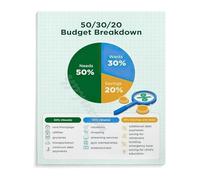 LLBOGRGGN Personal Finance Poster 50 30 20 Rule Budget Guide Money Management Educational Art Print for Work Office Home(Framed,16x24inch(40x60cm))