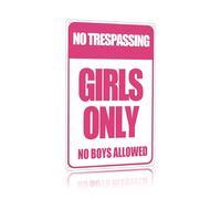 LLBOGRGGN Personalized Feminist Sign Girls Only No Boys Allowed Aluminum Wall Decor for Womens Room Office Home Decoration 8 X 12 inch