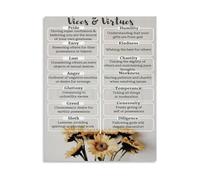 LLBOGRGGN Philosophical Wall-Art Canvas Print of the 7 Deadly Sins and Heavenly Virtues Moral Contrast Art for Study Office Man Cave Decor(Unframed,16x24inch(40x60cm))