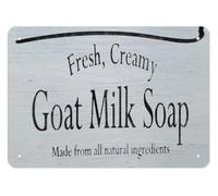 LLBOGRGGN Primitive Farmhouse Goat Milk Soap Metal Sign Vintage Style Advertisement Tin Plaque Bathroom Wall-Art for Home Cabin Lodge Decor 8 X 12 inch