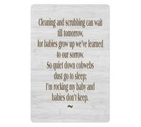 LLBOGRGGN Procrastinate Cleaning Metal Tin Sign Scrubbing Can Wait Till Tomorrow Funny Saying Wall Decor for Home Office Cottage Farmhouse Gift 8 X 12 inch