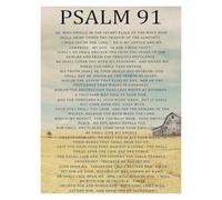 LLBOGRGGN Psalm 91 Scripture Print, “My Refuge & Fortress” Bible Verse Canvas Wall Art for Farmhouse, Bedroom, Church & Home Office(Framed,16x24inch(40x60cm))