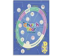 LLBOGRGGN Religious Education Poster - Catholic Liturgical Colors and Calendar Guide, Wall-Art for Catechism Class, Home, Church(Framed,12x18inch(30x45cm))