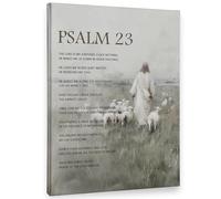 LLBOGRGGN Religious Wall-Art Canvas Print Psalm 23 The Lord Is My Shepherd Decor for Church Home Bedroom Christian Gift(Framed,12x18inch(30x45cm))