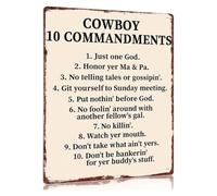 LLBOGRGGN Retro Frontier Tin Sign Cowboy 10 Rules For Rodeo Arena County Fair Booth 8 X 12 inch