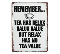 LLBOGRGGN Retro Metal Tin Sign Funny Tea Time Quote Sarcastic Humor Wall Decor Vintage Teapot Plaque for Home Kitchen Room Cozy Corner 8 X 12 inch