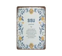LLBOGRGGN Retro Sisu Word Definition Metal Tin Sign Finnish Nordic Vintage Style Wall-Art For Bar Cafe Farmhouse 8 X 12 inch