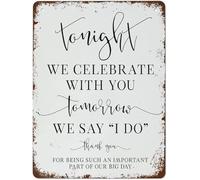 LLBOGRGGN Romantic Metal Sign Tonight We Celebrate Tomorrow Say I Do Wedding Dinner Vintage Wall-Art Plaque Bar Cafe Kitchen 8 X 12 in