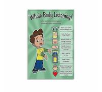 LLBOGRGGN Social Emotional Learning SEL Poster Active Listening and Following Directions Chart for Teachers School Counselors Office Decor(Framed,16x24inch(40x60cm))