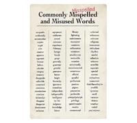 LLBOGRGGN Spelling Bee Metal Sign Commonly Confused Words Chart For English Teachers Classroom Wall Decor Homeschool Learning Aid Vintage Pub Man Cave Bar 8 X 12 inch