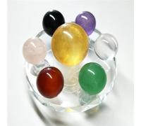 LLBOGRGGN Stone Set of 7 Crystal Balls with Stand Made of Yellow Calcite Black Obsidian Rose Clear Quartz