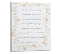 LLBOGRGGN The Monday’s Child Poem Poster Vintage Style Nursery Rhyme Chart for Childrens Room Classroom or Homeschool Decor (Framed,08x12inch(20x30cm))