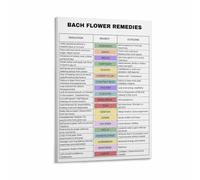 LLBOGRGGN Theme Canvas Art, Bach Flower Botanical Reference Chart, Decorative Wall Poster for Spa Lounge Bedroom(Framed,16x24inch(40x60cm))