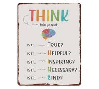LLBOGRGGN Think Before You Speak Saying Metal Tin Sign Vintage Wall-Art for Home Office Classroom 8 X 12 in