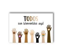 LLBOGRGGN Todos Son Bienvenidos Poster Diversity Inclusive Welcome Wall-Art for Classroom School Spanish English Bilingual Decor(Unframed,08x12inch(20x30cm))