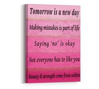 LLBOGRGGN "Tomorrow Is a New Day Inspirational Wall Art - Motivational Quote for Young Women, Uplifting Gift for Graduation, Birthday, Room Decor(Unframed,12x18inch(30x45cm))
