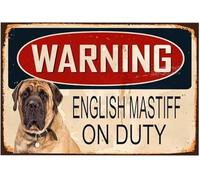 LLBOGRGGN Vintage Aluminum Warning Sign Dog On Duty Tin Plaque for Garage Man Cave Home Office Decor (8 X 12 in)