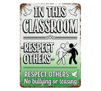 LLBOGRGGN Vintage Character Education Sign Respect Quote Rustic Metal Wall-Art for Classroom Wall School Teachers Students Decor 8 X 12 inch